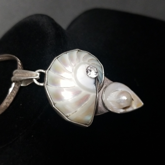 Nautilus Shell Silver Pendant w/ Necklace - Picture 1 of 12